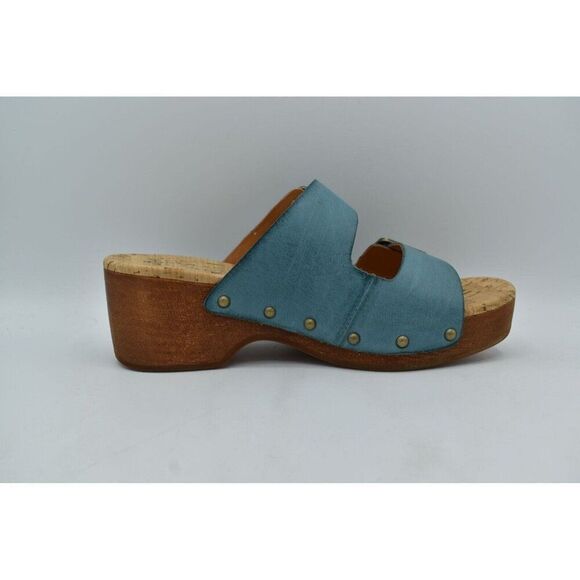 Kork Ease Women Size 10 Saffron Turquoise Full Grain Leather Slide Sandals Shoes - Picture 6 of 12